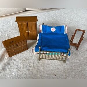 Vintage Dollhouse Furniture - Bedroom set